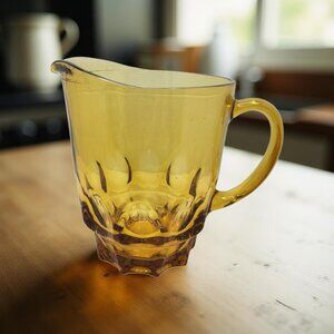 Vintage Hazel Atlas Amber Color Thumb Print Pitcher